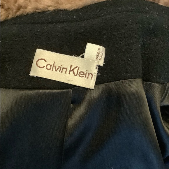 Vintage Calvin Klein Wool and Fur collar coat- sheared beaver collar - Picture 7 of 8